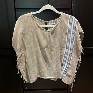 WOVEN CROP - Baizaar Handmade Hippe Yoga Artisan Poncho Size S/M Bohemian